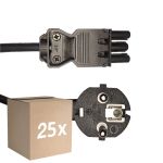 Lot 25x Noxion GST - Compatible Câble d’alimentation Noir - Femelle + Schuko Europlug - 2m - 3 pole 0.75mm2