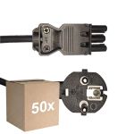 Lot 50x Noxion GST - Compatible Câble d’alimentation Noir - Femelle + Schuko Europlug - 2m - 3 pole 0.75mm2