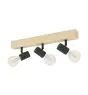 Eglo Plafonnier Townshend 3 Bois Acier Noir | IP20 - Convient pour 3x E27 
