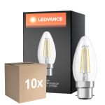 Voordeelpak 10x Ledvance Classic Performance LED Lamp B22d Kaars Filament Helder 4W 470lm - 827 Zeer Warm Wit | Vervangt 40W