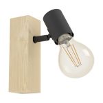 Eglo Wandlamp Townshend 3 Hout Staal Zwart | IP20 - Geschikt voor 1x E27
