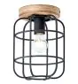 Brilliant Gwen Plafondlamp Metaal Hout Zwart | 200mm - Geschikt voor 1x E27