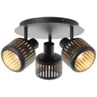Brilliant Tyas Plafondlamp  Aluminium Metaal Zwart Goud | 370mm -  Geschikt voor 3x E14